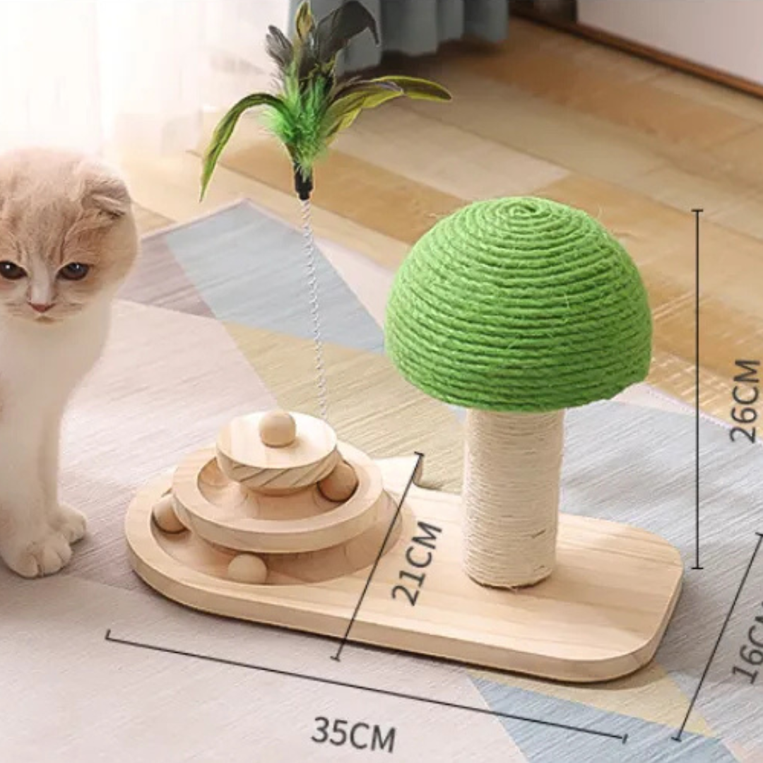 Cat Toy With Scratching Post And Feathers - Interactive Play Station For Cats