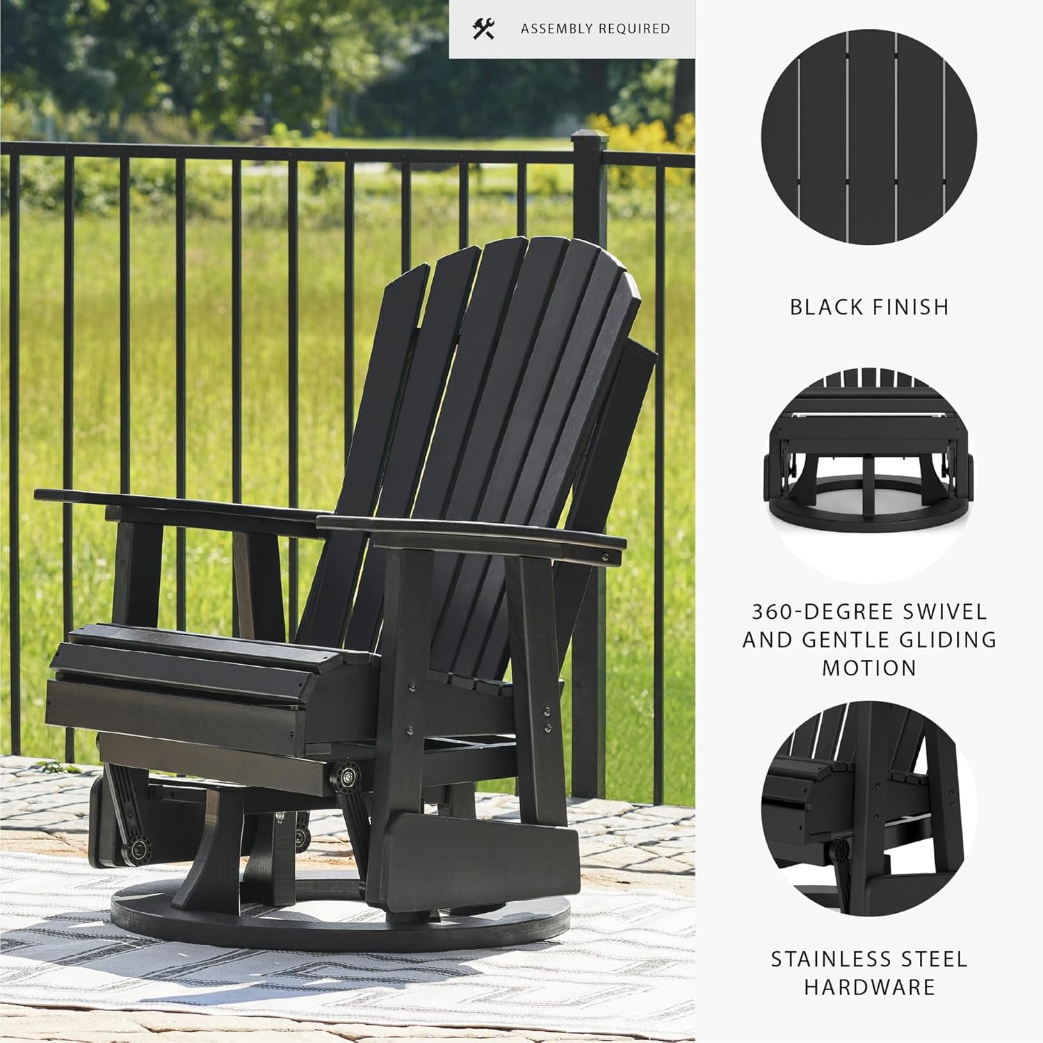 ZenGlide Modern Outdoor Swivel Glider Chair - black color 2