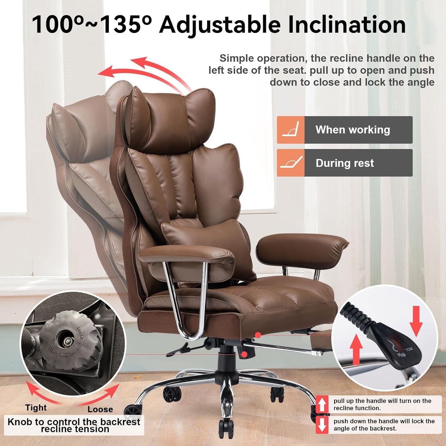 ✨ Executive Office Chair with Leg Rest and Lumbar Support