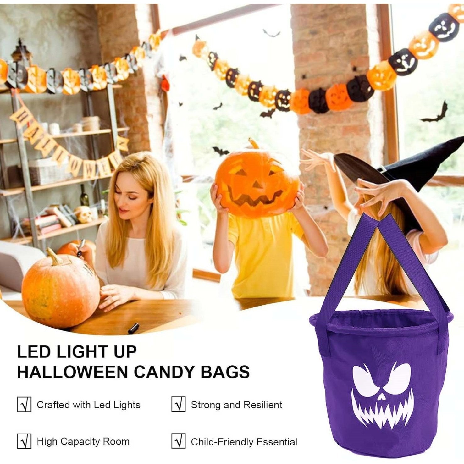 🎃Halloween Decorations🎃 Light Up Halloween Baskets