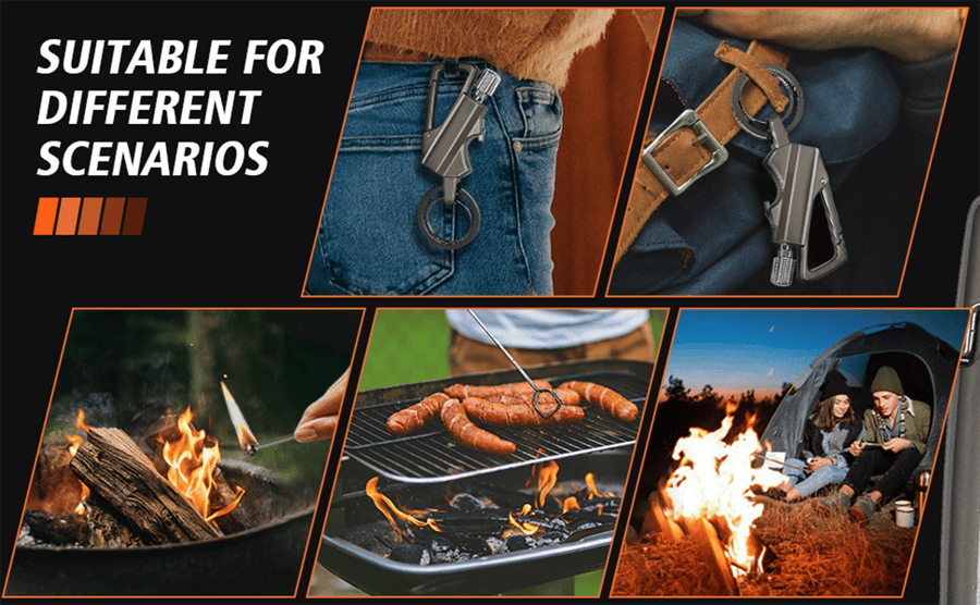 💥Permanent Match Infinity Lighter with Multitool Keychain Bottle Opener