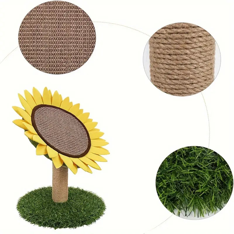 Cat Sunflower Scratching Post Made Of Sisal