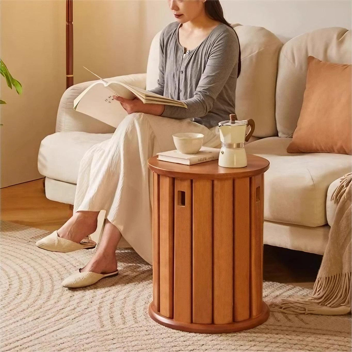 RoundCraft™ Stackable Dining Stool Set – Solid Wood (4-Piece Set)