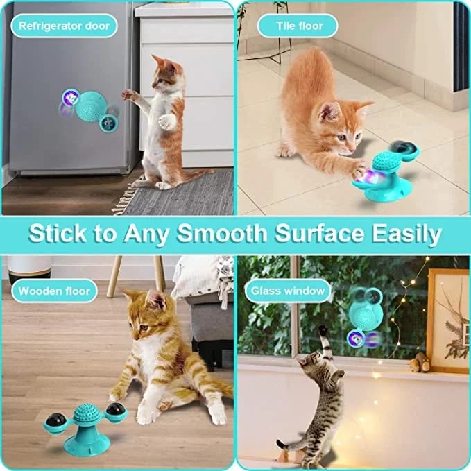 Interactive Cat Windmill Toy – LED & Catnip Ball Spinner for Indoor Exercise & Chewing