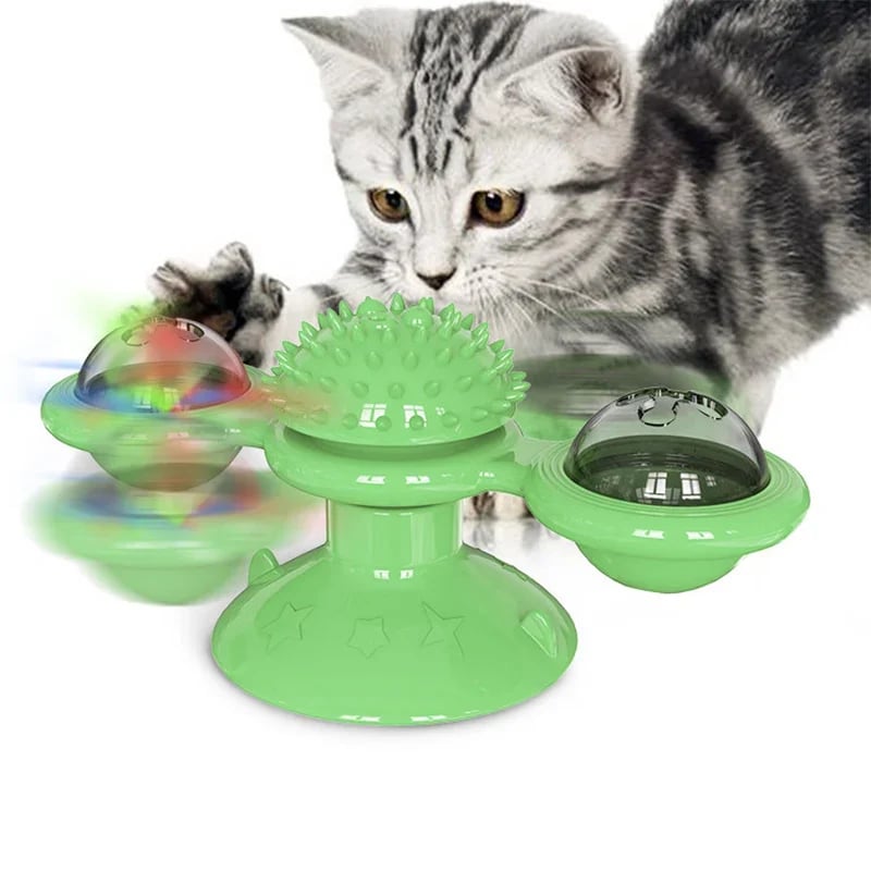 Interactive Cat Windmill Toy – LED & Catnip Ball Spinner for Indoor Exercise & Chewing