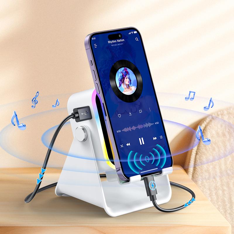 🎶📱  5-in-1 Wireless Induction Bluetooth Speaker with Adjustable Phone Stand