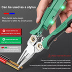 Outdoorfun 8 in 1 Wire Stripper Twister for Cutting and Pulling Wires Cable Scissors,Voltage Tester Pliers