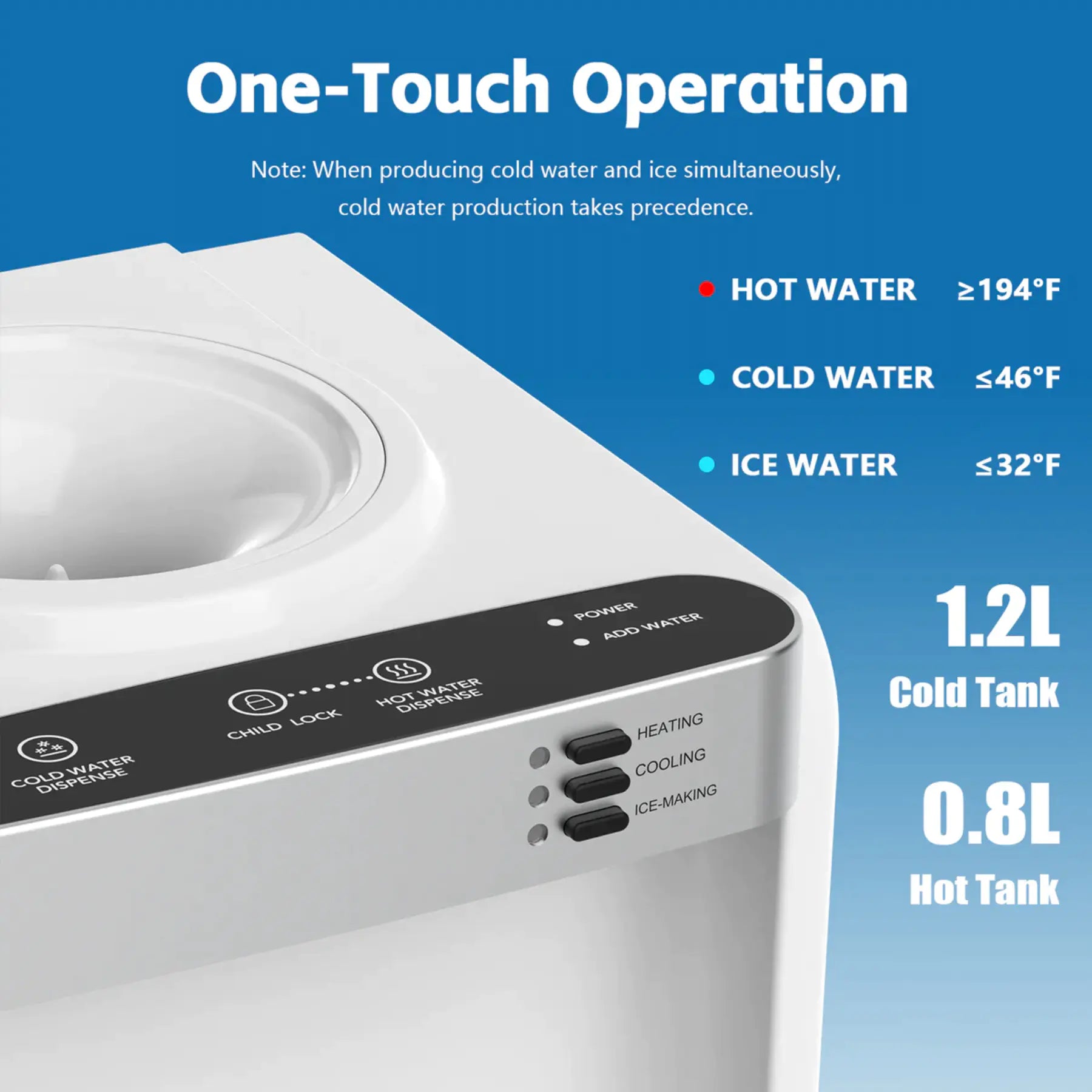 3-in-1 water dispenser with ice maker