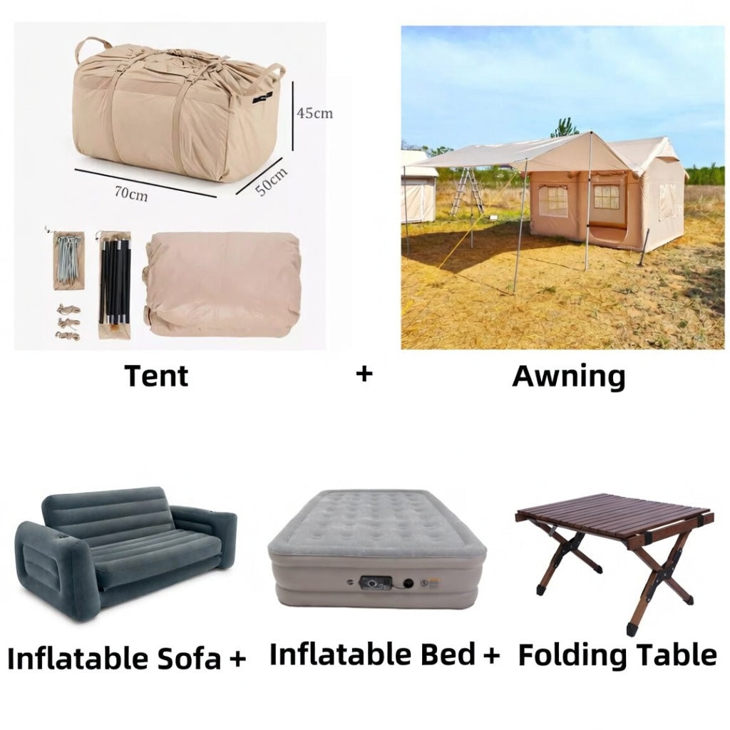 Waterproof Light Weight Oxford Cloth Automatic Inflatable Tent With Camping Equipment