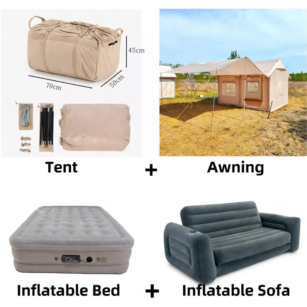 Waterproof Light Weight Oxford Cloth Automatic Inflatable Tent With Camping Equipment